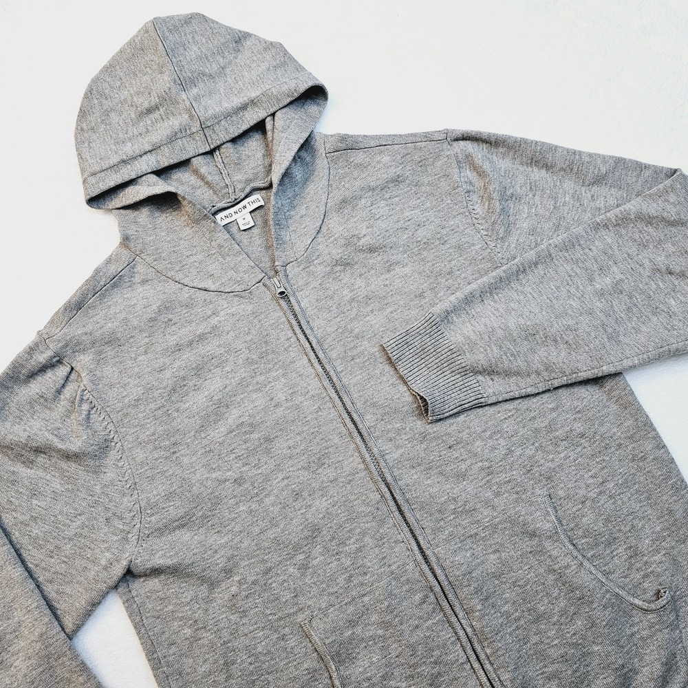 And Now This Gray‎ Mens Medium Zip-up Knit Hoodie Sweater Casual